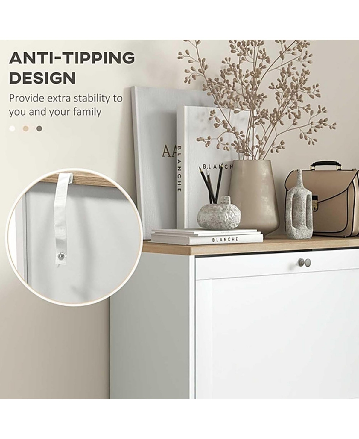 Rainsken Modern Narrow Shoe Cabinet, Hidden Shoe Storage Organizer for 18 Pairs of Shoes with 3 Flip Drawers and Adjustable Shelves for Entryway