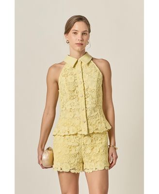 Women's Floral Lace Halter Top