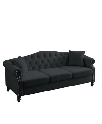 79" Chesterfield Velvet Sofa for Living Room, 3 Seater Tufted Couch