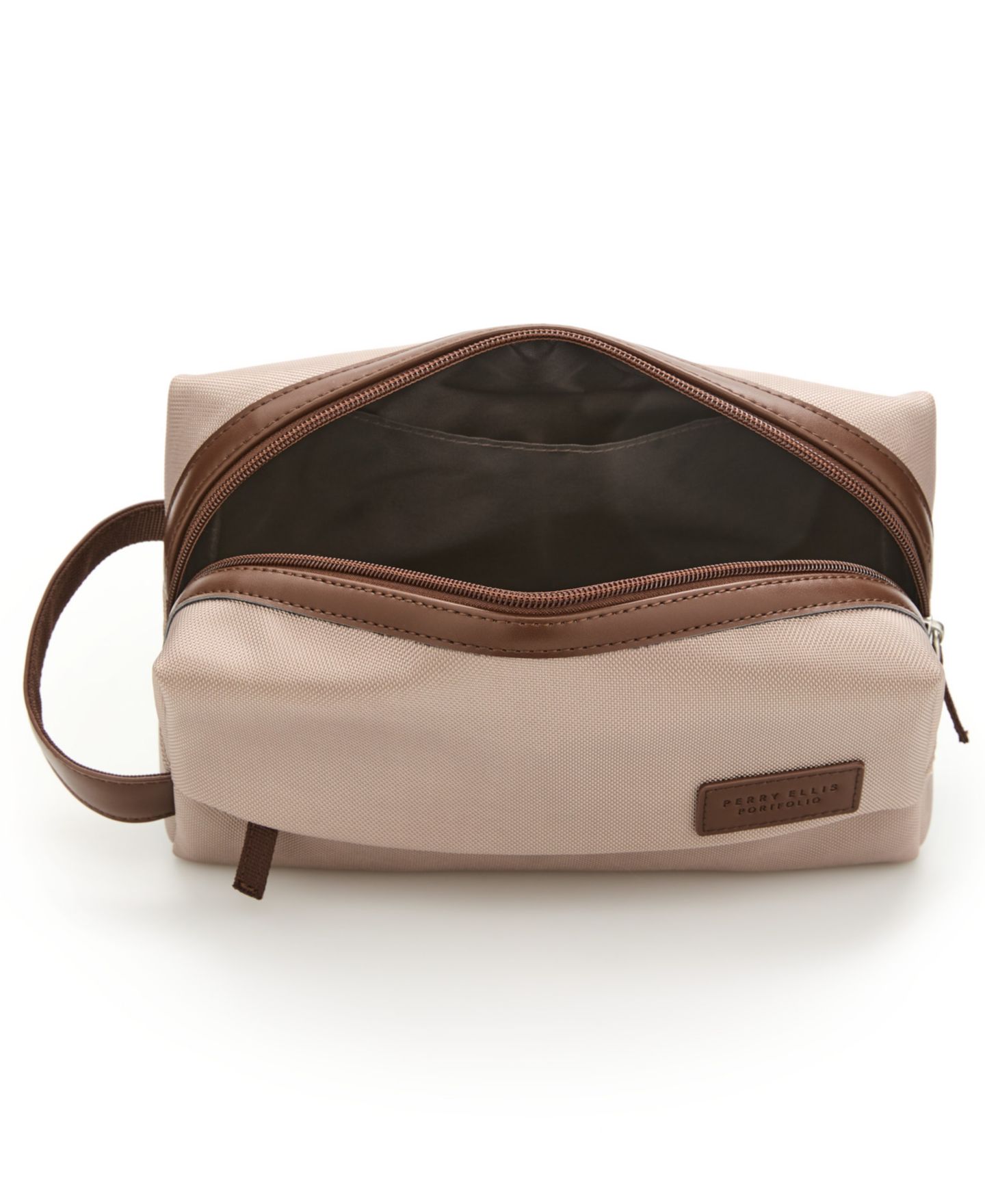Мужские несессеры Perry Ellis Portfolio Ballistic Polyester Shave Kit Bag, цвет: Бежевый — фото 2