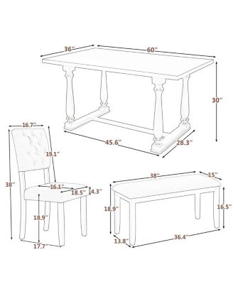 6-Piece Dining Set with Special-shaped Legs & Foam Seat Backs