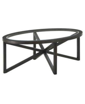 Tempered Glass with Wood Base Modern Design Coffee Table