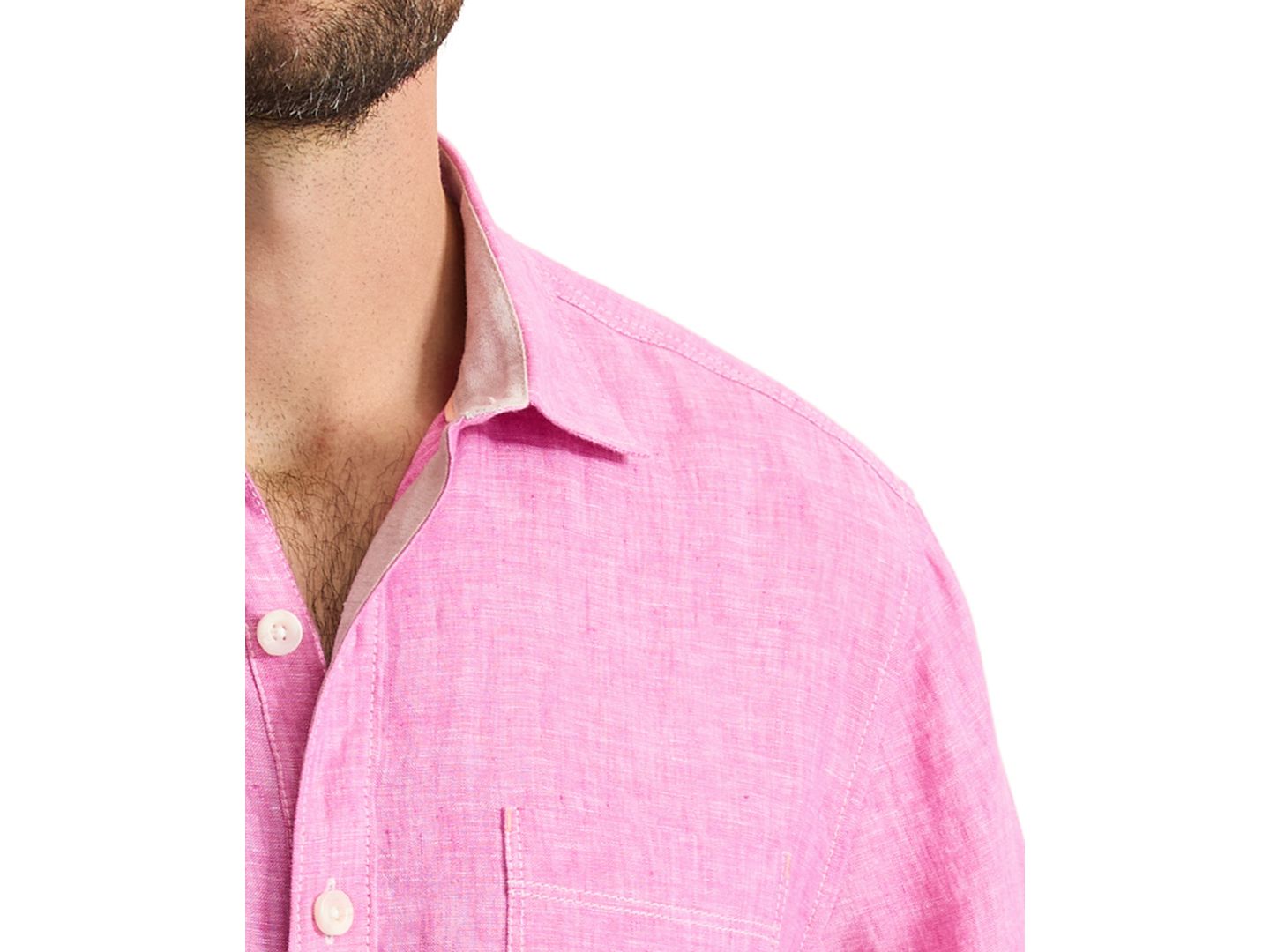 Мужская рубашка Tommy Bahama 100% Linen Paradise Breezer Long-Sleeve, цвет: Розовый — фото 2