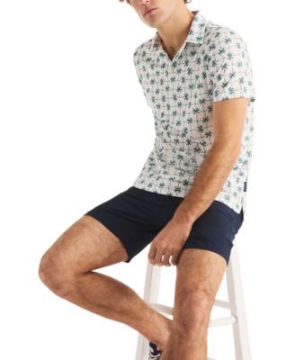 Men's Palm Tree Print Golf Short-Sleeve Polo Shirt