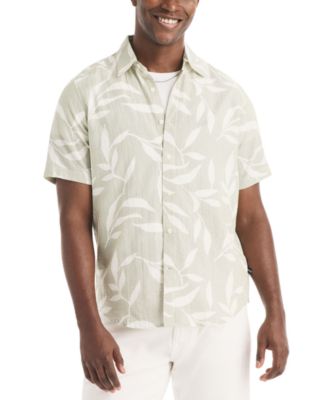 Men's Short-Sleeve Leaf Dobby Woven Shirt