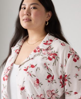 Plus Size Bennie Point Collar Camp Shirt