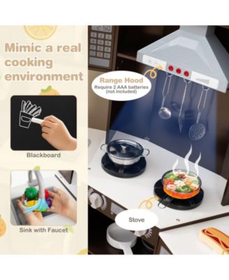 Kids Corner Wooden Kitchen Playset with Realistic Lights & Sounds