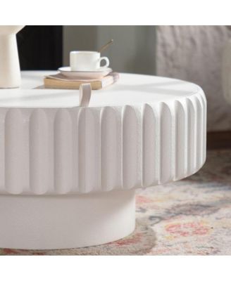 Round Fluted Storage Table with Lift-Off Lid