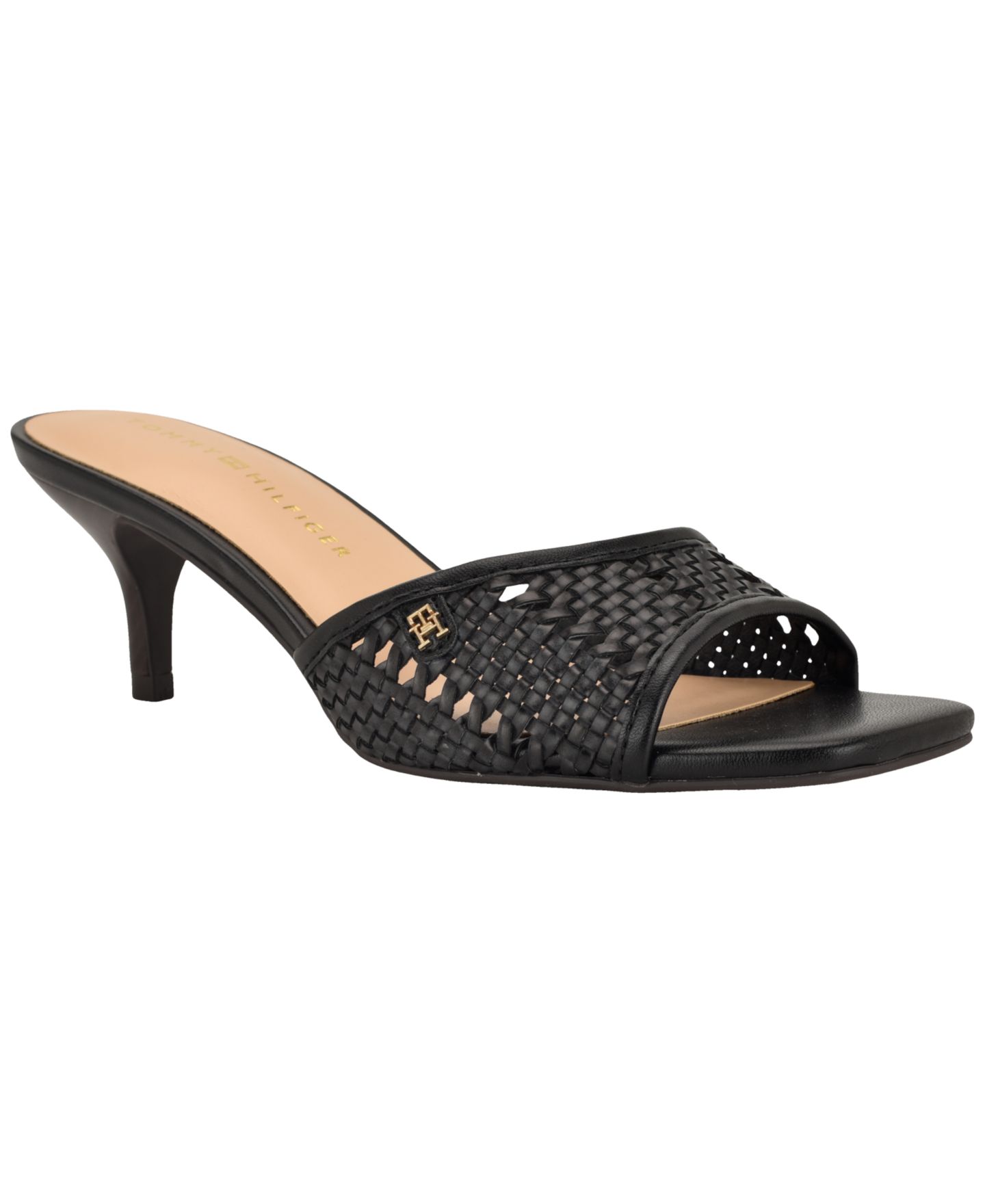 Женские сандалии Tommy Hilfiger Claihre Woven Kitten Heel Sandal, цвет: Чёрный — фото 1