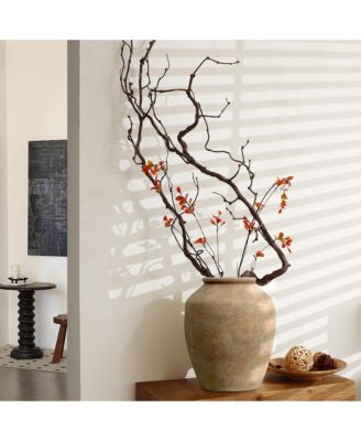 Terracotta 12.4" Vase with Earthy Tones, Accent for Farmhouse or Boho Interiors