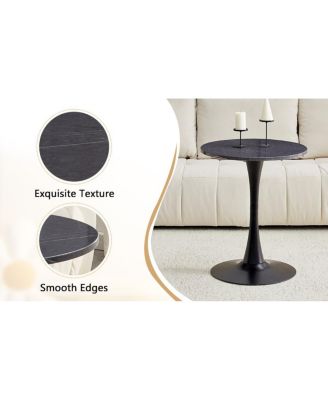 Round Dining Table, 23.6" Tulip Table with Thickened Top & Metal Pedestal, Mid Century Modern Bistro (Faux Marble)