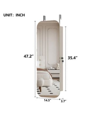 Jewelry Cabinet with Full Length Mirror, Jewelry Armoire Organizer, Lockable Storage Cabinet with Multiple Compartments, Door or Wall Mounted