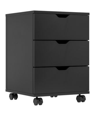3-Drawer Vertical Filing Cabinet, Wood Mobile File Cabinet, Storage Cabinet with Wheels, Under Desk for Home Office