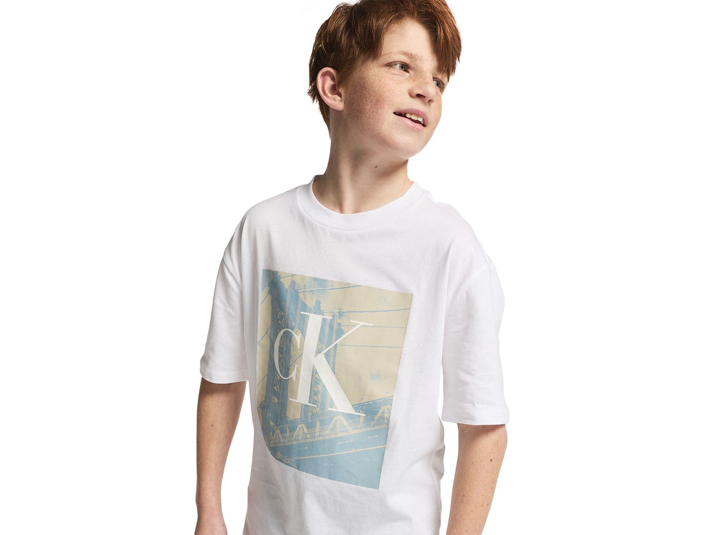 Футболка Calvin Klein Brooklyn Bridge Crewneck для мальчиков, цвет: Белый — фото 3