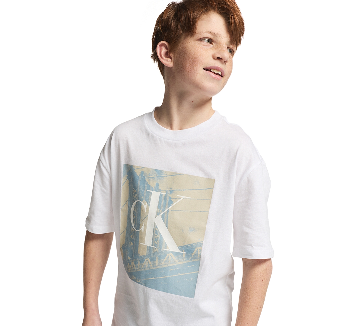 Calvin Klein Boys' 8-20 Brooklyn Bridge Crewneck T-Shirt