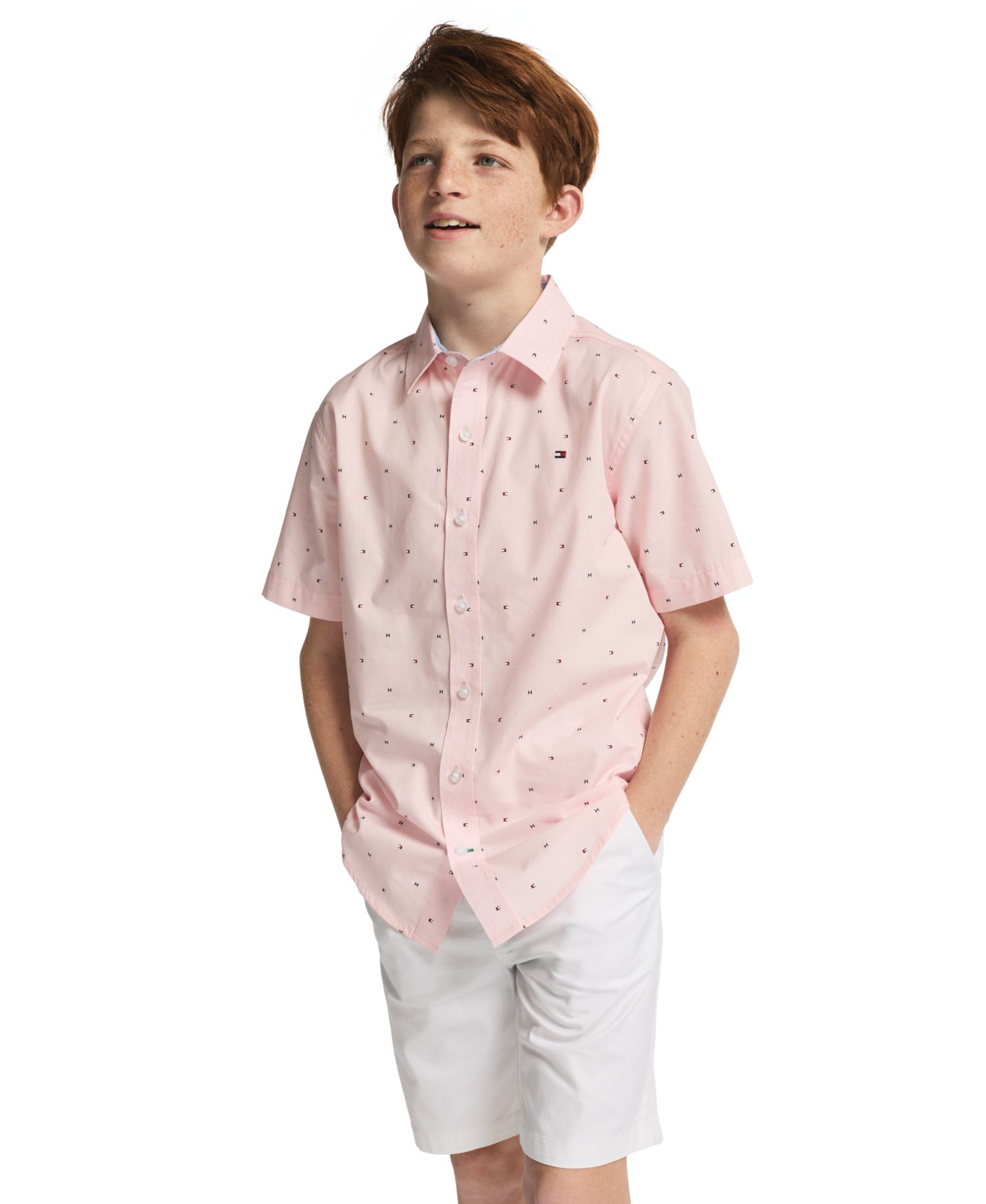 Boys' 8-20 Tommy Flag Short-Sleeve Woven Shirt