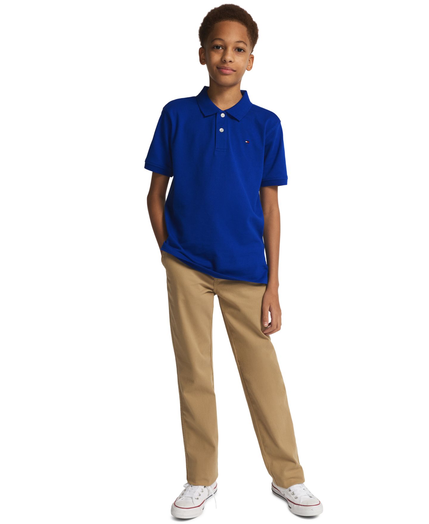 Брюки Tommy Hilfiger Academy Flat Front Stretch Chino для мальчиков, цвет: Золотой хаки — фото 2