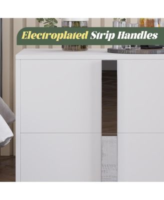 Modern End Table with Drawers & Mirrored Handles