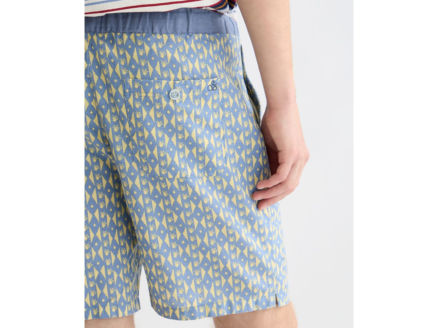 Мужские шорты SCOTCH & SODA Linen-Blend Fave Printed Bermuda, цвет: Полосатый — фото 3
