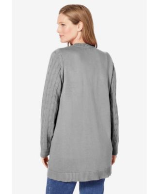 Plus Size Within Cotton Cable Knit Cardigan Sweater