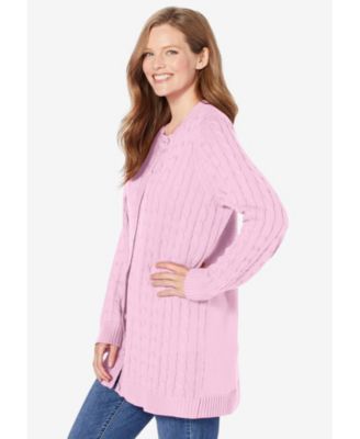 Plus Size Within Cotton Cable Knit Cardigan Sweater
