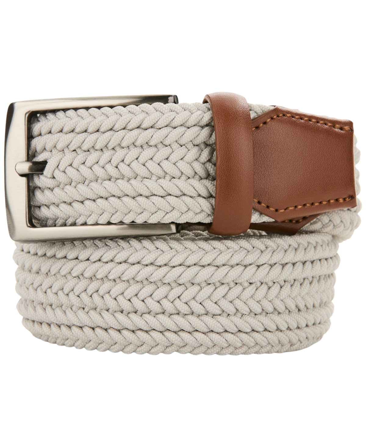 Perry Ellis Portfolio Men's Channel Braided Stretch Belt - Kahki