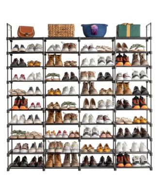 10 Tier 4 Row Stackable Shoe Rack – Metal Closet & Entryway Organizer Holds 72 Pairs