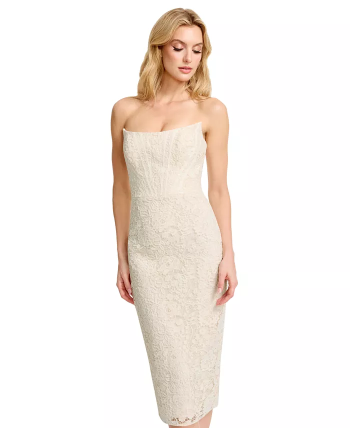 Women's Strapless Midi Dress - thumbnail 10