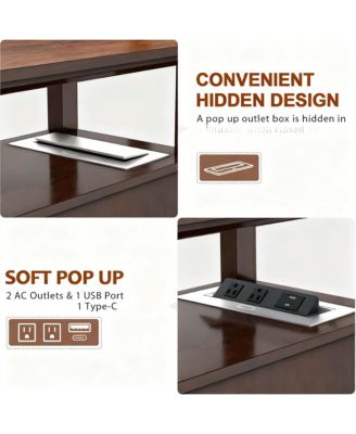 Drawer End Table with Charging Station for Living Room and Bedroom