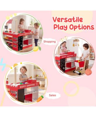 Pretend Play Supermarket Toy Set with Cart for Kids
