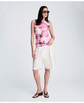 Women's Printed Crewneck Sleeveless Top