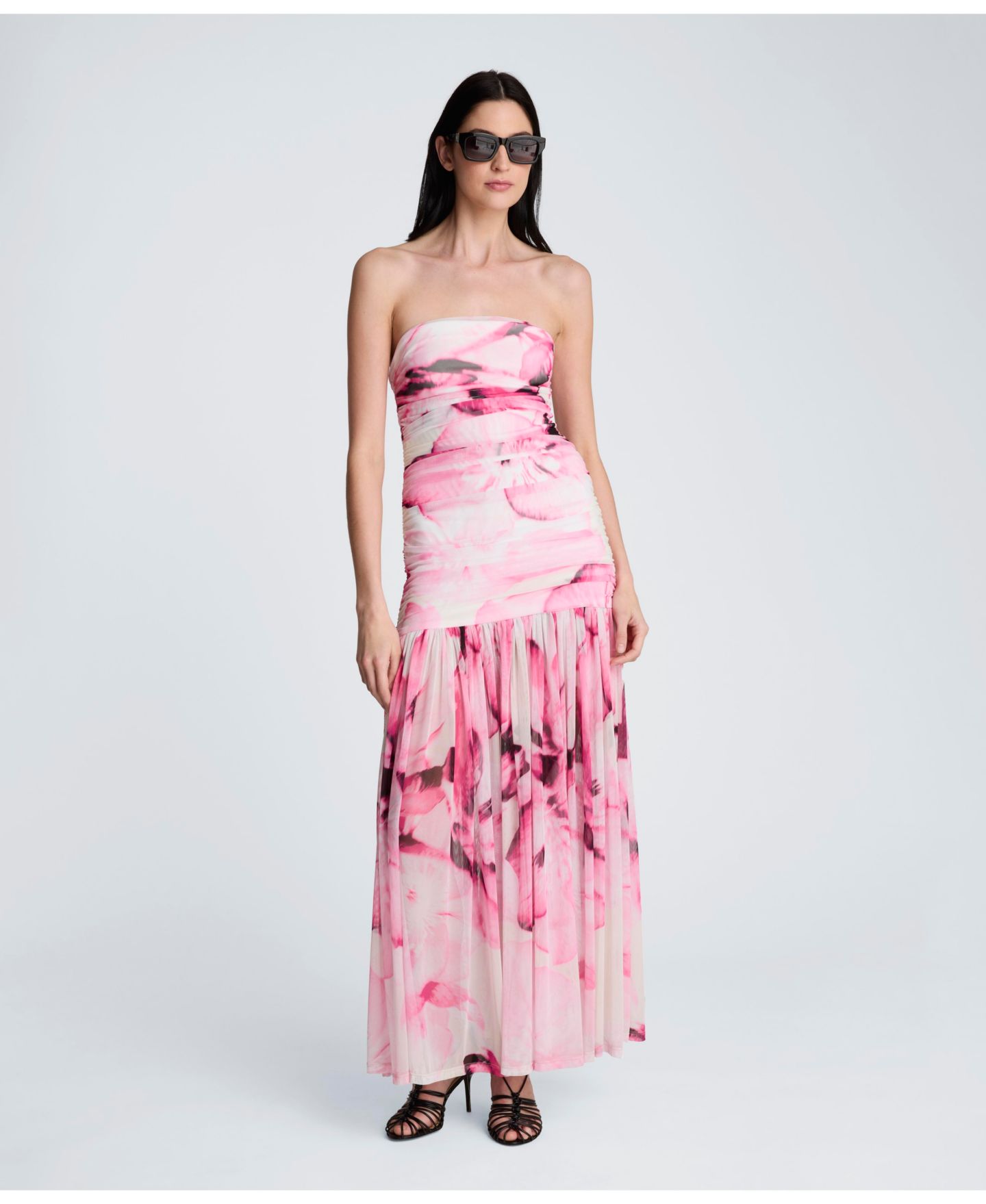 Женское платье Kenneth Cole Strapless Sleeveless Maxi, цвет: Розовый разноцветный — фото 2