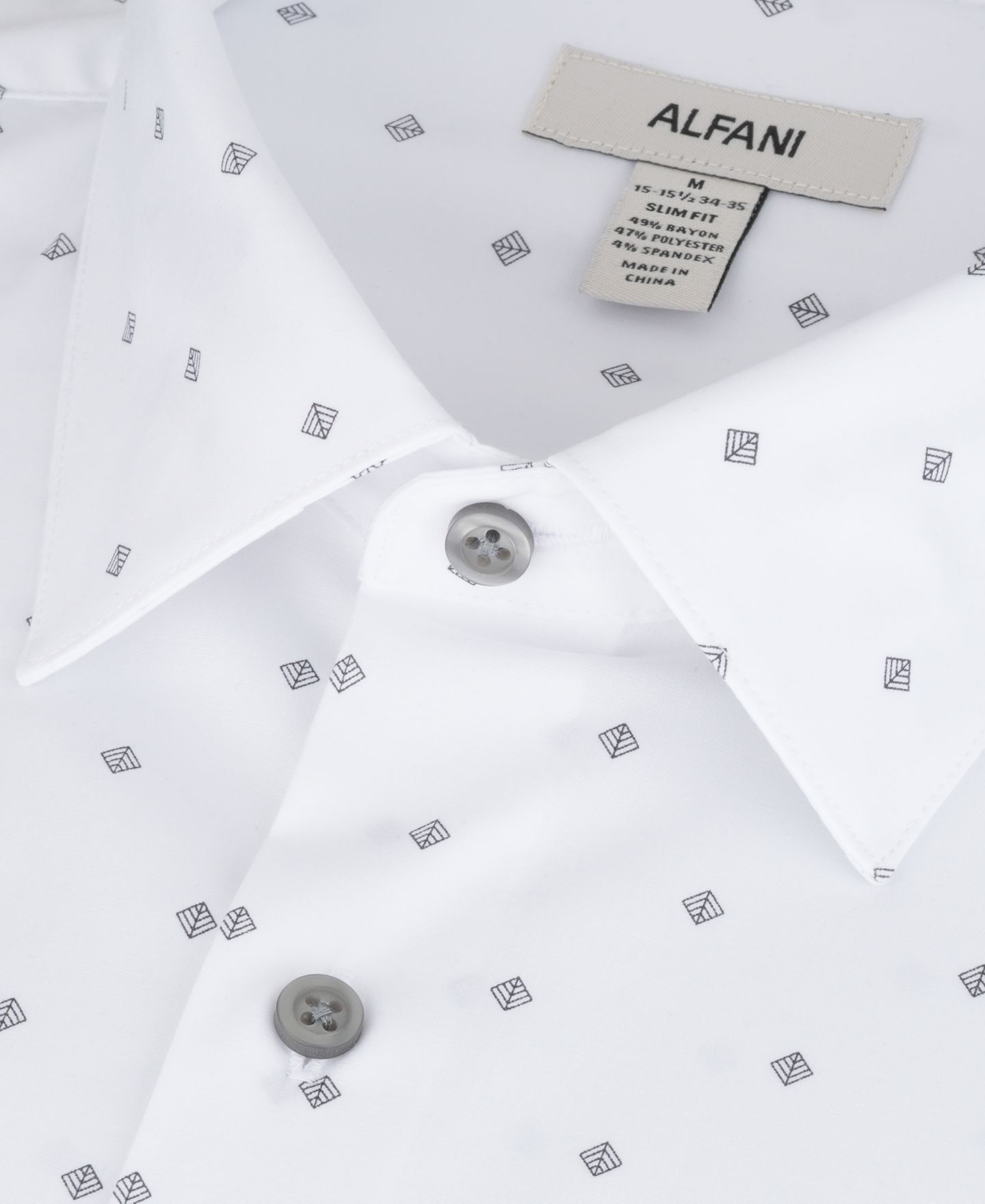 Мужская рубашка Alfani Slim-Fit Geometric Pattern Dress Shirt, цвет: Белый — фото 8
