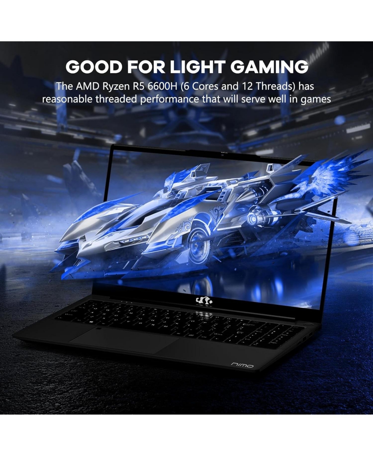 Nimo 15.6 Gaming Laptop Amd Ryzen 5 6600H 6-Cores 16GB DDR5 Ram 1TB Ssd 4.5GHz