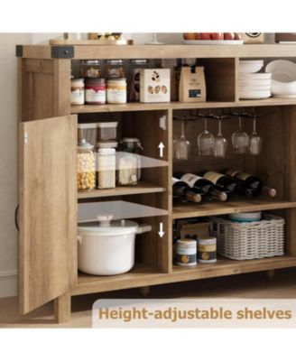 Farmhouse Wine Bar Cabinate Boho Liquor Sideboard with Wine Racks for Living Dining Room Kit