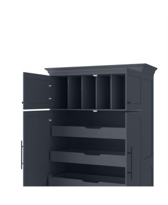  Farmhouse 40"x18"x72.6" Kitchen Pantry, 4 Doors
