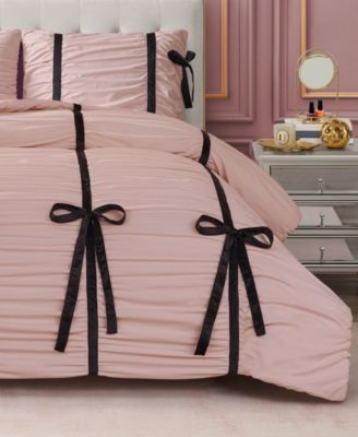 Amelie Velvet Bows Ruched 3-Pc. Comforter Set, Full/Queen