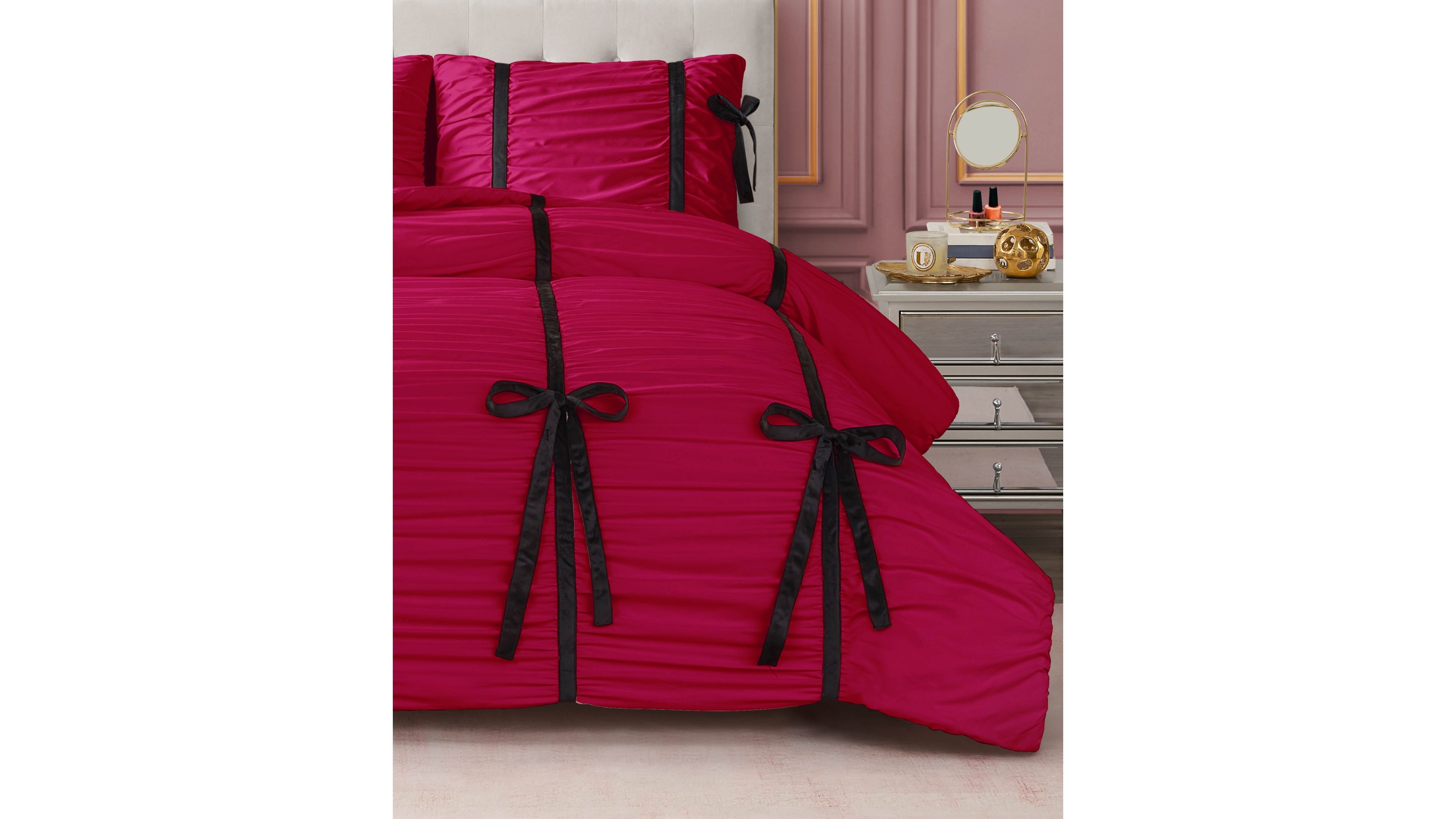 Juicy Couture Amelie Velvet Bows Ruched 3-Pc. Comforter Set, King