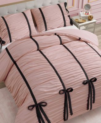 Amelie Velvet Bows Ruched 3-Pc. Comforter Set, Full/Queen