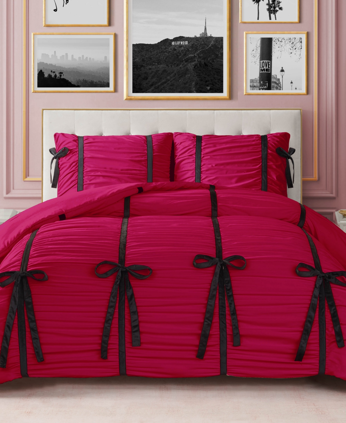 Juicy Couture Amelie Velvet Bows Ruched 3-Pc. Comforter Set