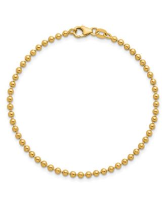 Solid 18k Yellow Gold Italian 7.25 Inch 2.5mm Bead Chain Bracelet Link Bracelet