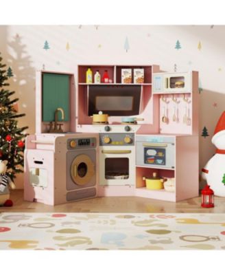 Corner Pretend Kitchen Playset with Stoves, Lights, and Sounds