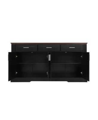  63" Fluted Sideboard Buffet Cabinet with Storage, Modern Coffee Bar Station