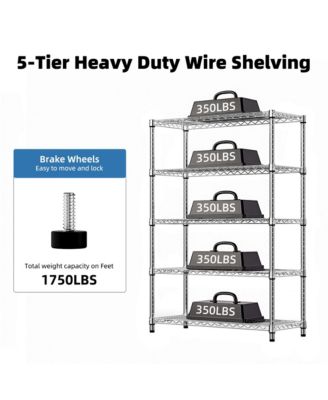 5-Tier Utility Shelving Unit, Steel Storage Organizer Wire Rack for Garage, Home