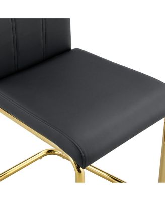 Streamdale 2-Pack Black PU Upholstered Dining Chairs with Gold Legs