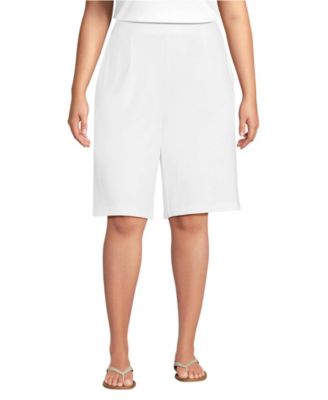 Plus Size Sport Knit High Rise Pleated 12" Bermuda Shorts