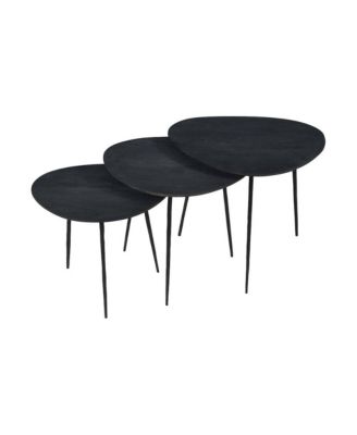 Reeves Abstract Contemporary Solid Acacia Wood Nesting End Tables (Set of 3)