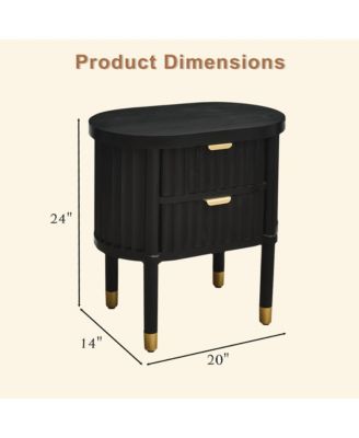 1-Pc Solid Wood Gold-Handle Nightstand Furniture