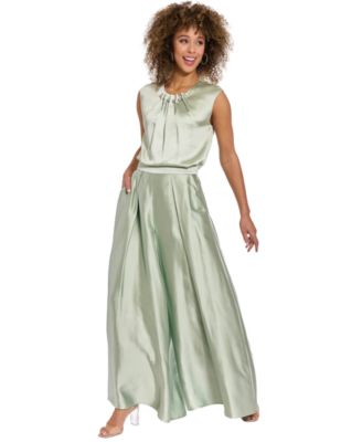 Women's Tucked Beaded Neckline Sleeveless Top