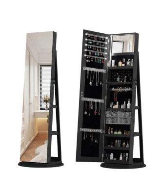 360° Swivel Jewelry Cabinet with Full Length Mirror